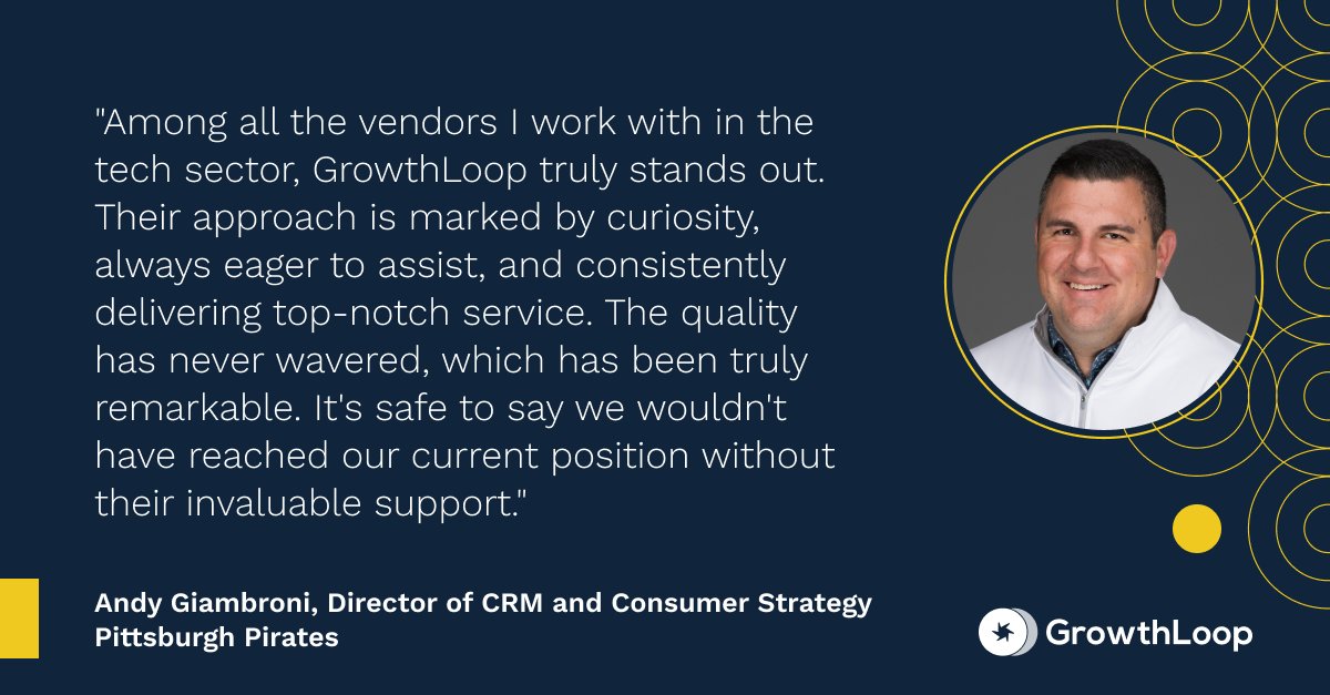 growthloop's tweet image. We love collaborating with organizations like the @Pirates to achieve new levels of success and campaign ROI. And we couldn&apos;t do it without our world-class customer team. 🙌 

#CX #CustomerQuote #composableCDP