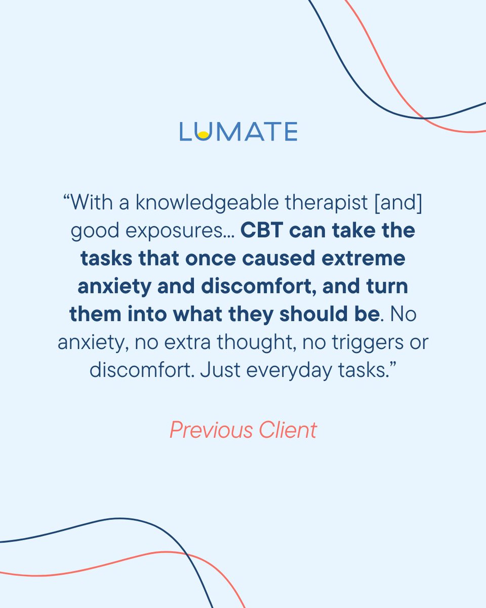 Read more testimonials and learn more about what we do at go.lumatehealth.com/48p8lDF

#Testimonials #OnlineTherapy #Teletherapy #PatientSatisfaction #CBT #LiveBravely #UMatter