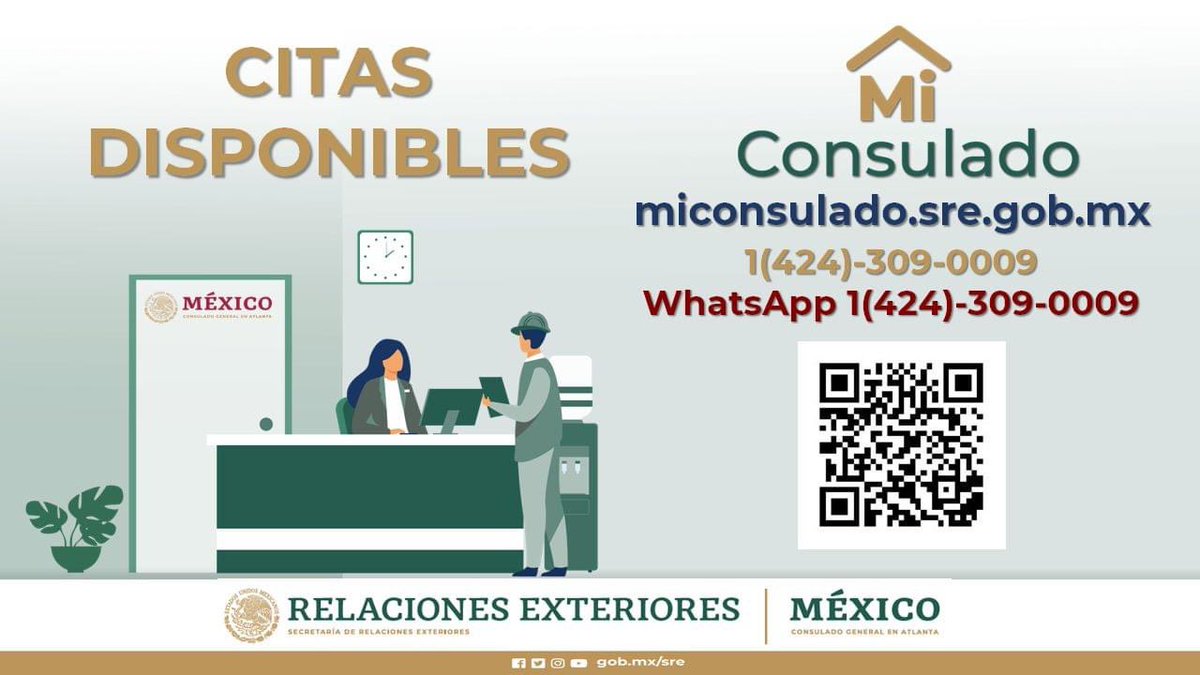 🚨⚠️A T E N T O   A V I S O ⚠️🚨

En este momento se encuentran abiertas 2️⃣0️⃣0️⃣ citas para la jornada sabatina en #TuConsulMexAtl.

✅Pasaporte
✅Matrícula Consular
✅Credencial para Votar 

❗️Agenda tu cita ahora mismo❗️👇