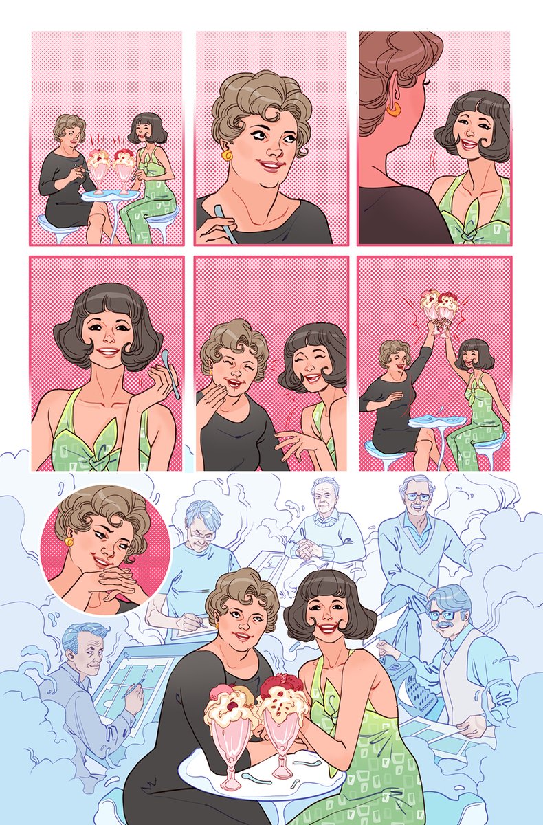 S_Marguerite's tweet photo. 1 page #IceCreamParlour on a story by #TrinaRobbins
for #Fearless Anthology edited by @AlannaWrites featuring some of the greatest historic #comicscreators #FloSteinberg &amp; #MarieSeverin + #StanLee, #ArchieGoodwin, #HerbTrimpe, #WallyWood &amp; #JackKirby https://t.co/Uvq3FoFYST