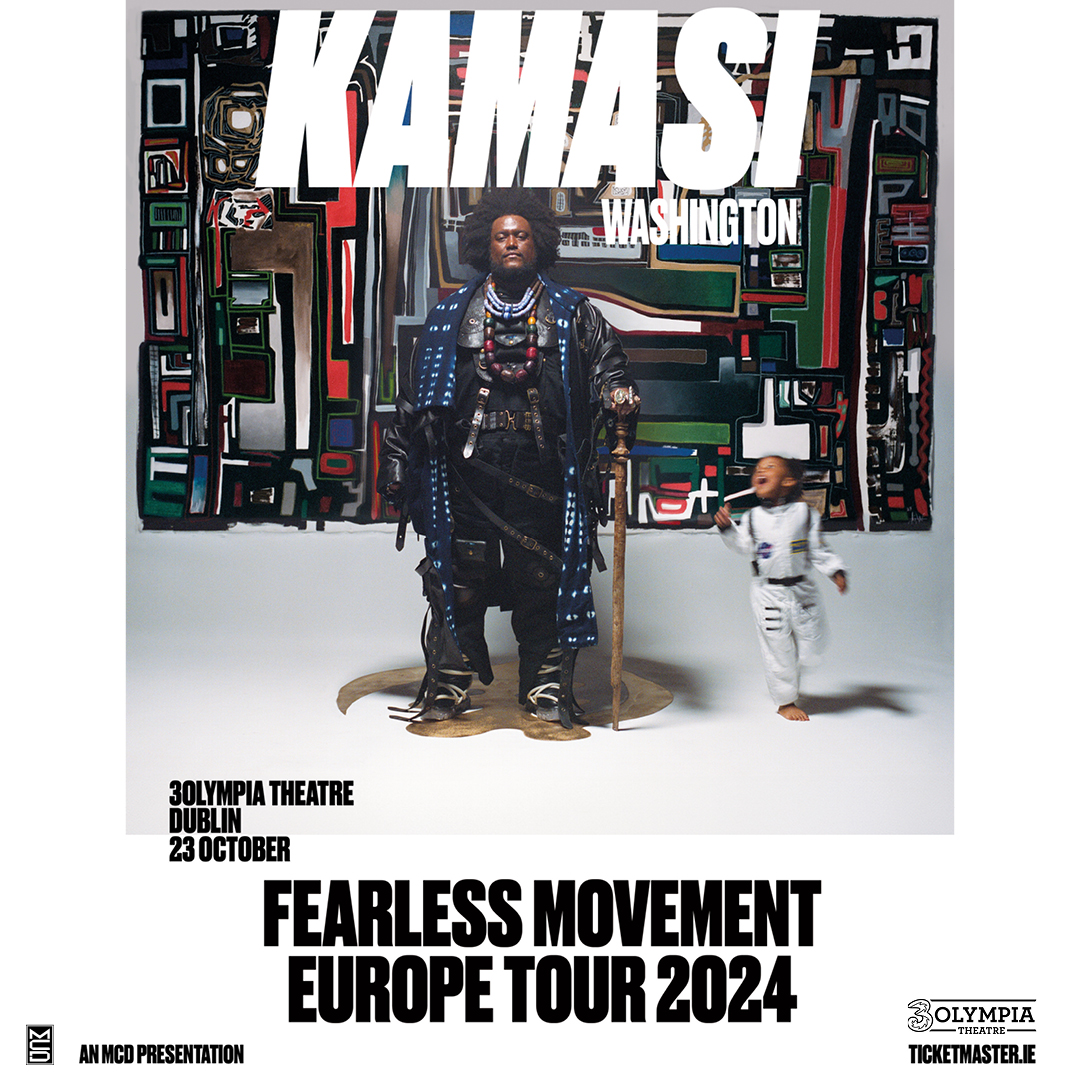 🎷 Multi-instrumentalist composer and sax legend @KamasiW returns to Dublin with a headline show in @3OlympiaTheatre on 23 October 2024 as part of his 'Fearless Movement' European tour. 🎟️ Tickets on sale Friday 10am ⚡