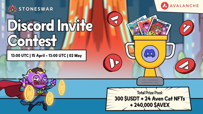 #Airdrop:🔥StonesWar Discord Contest 🔥 Reward pool:💰: 300 $USDT + 24 Aven Cat NFTs + 240,000 $AVEX💰 Referral: Yes Rate: ⭐️⭐️⭐️⭐️ ⭐️ (5/5) 🔹Visit the Airdrop page. 🔹Follow steps! 🔹HODL your rewards 🛠 DC, Web3 & others 🌐 Claim your Giveaway: freecoins24.io/stoneswar-disc…