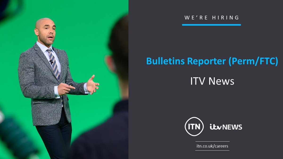 We have a really exciting opportunity in @ITVNews as a Bulletin Reporter. #Reporter #ITNCareers #ReporterJobs Apply: bit.ly/3JlqqIA