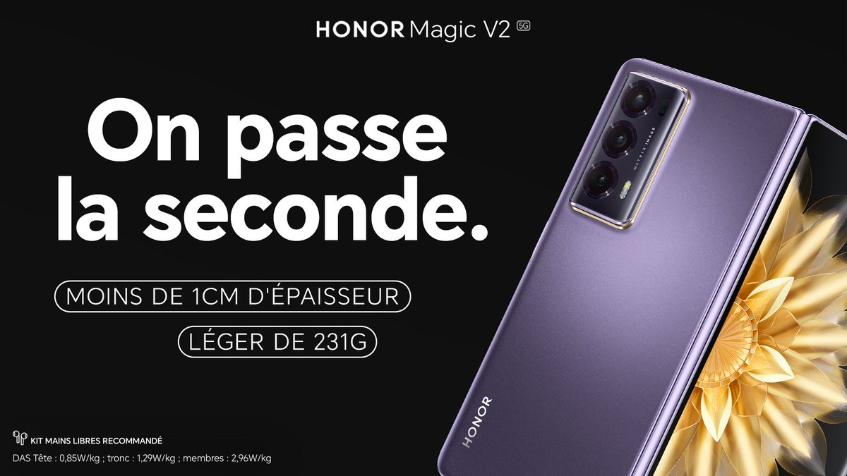 Oui, avec notre smartphone pliable le plus fin au monde : on peut dire qu'on a vraiment level up. #HONORMagicV2