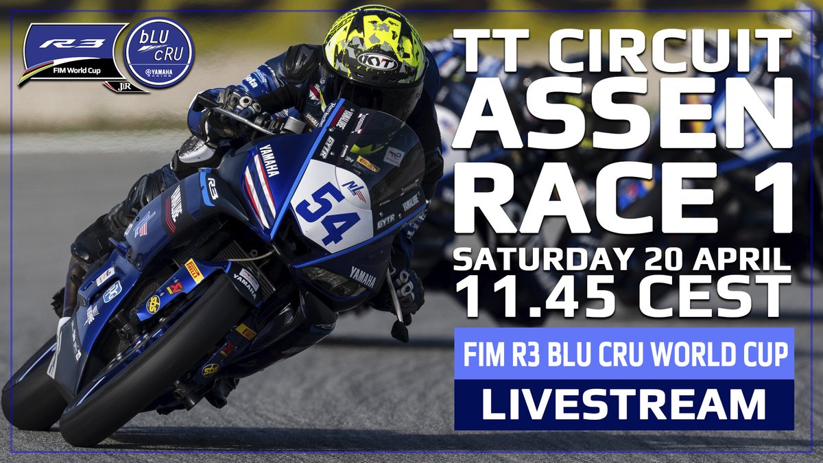 Our FIM R3 #bLUcRU World Cup racers will be back in action this weekend at @WorldSBK Assen, with both races streamed live on the Yamaha @YouTube channel here 👉🏻 youtube.com/c/yamaharacing… Race 1 is at 11.45 CEST on Saturday and Race 2 is at the same time on Sunday. See you there!