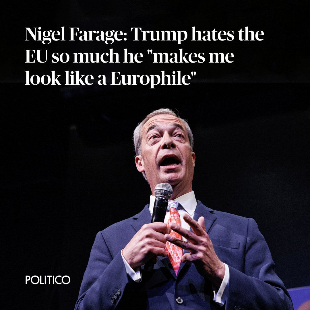 During his keynote speech at a hard-right event in Brussels, Brexit champion Nigel Farage said that while he doesn’t like to repeat what Donald Trump says to him in private, “there are times when [he] makes me look like a Europhile.” 🔗 trib.al/ew2C24E