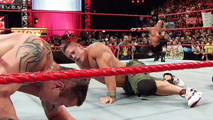 4/16/2007 John Cena defeated Rated RKO in a 2-on-1 Handicap Match on RAW from the Dutch Forum in Milan, Italy. #WWE #WWERaw #JohnCena #HustleLoyaltyRespect #YouCantSeeMe #RatedRKO #Edge #AdamCopeland #TheRatedRSuperstar #RandyOrton #LegendKiller #RKO #HandicapMatch