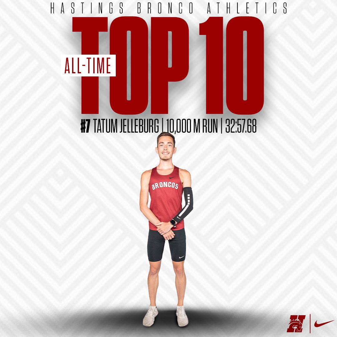 Congratulations to Tatum Jelleberg on moving into the #7 spot on the Hastings College Top 10 for the 10,000 M Run! #GDTBAB
