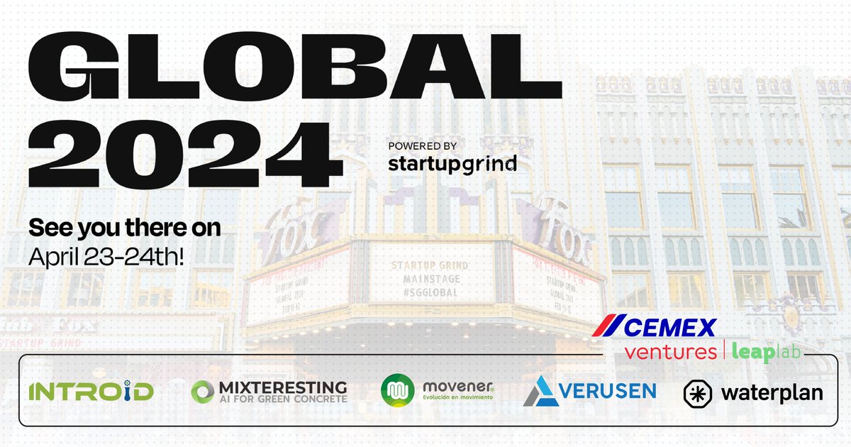 Cemex Ventures’ #Leaplab is at @StartupGrind’s Global 2024! 📍The Leaplab accelerator crew will be joined by the 5 innovative startups from our 2023 edition cohort, exclusively selected among 150 exhibitors at the event of the year on April 23rd & 24th. Catch you there?…