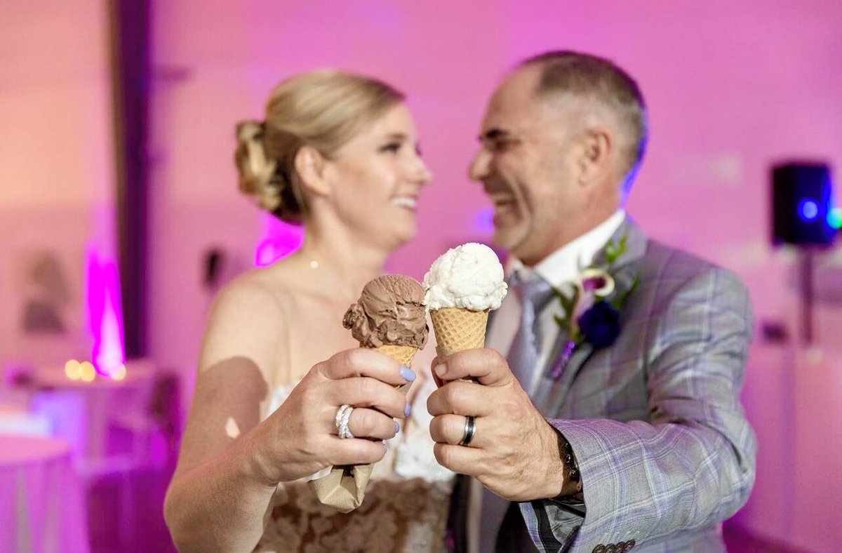HiPointCreamery's tweet photo. "Wedding season is upon us, and there’s nothing better than toasting a cone with your friends &amp; family on the big day! Book our food truck, Big Pinky, at the link in our bio and here’s to a life of love + ice cream ahead! 💖
.
📸: @sapphirecelebrations" #denvereats https://t.co/maLSFtt7Ct