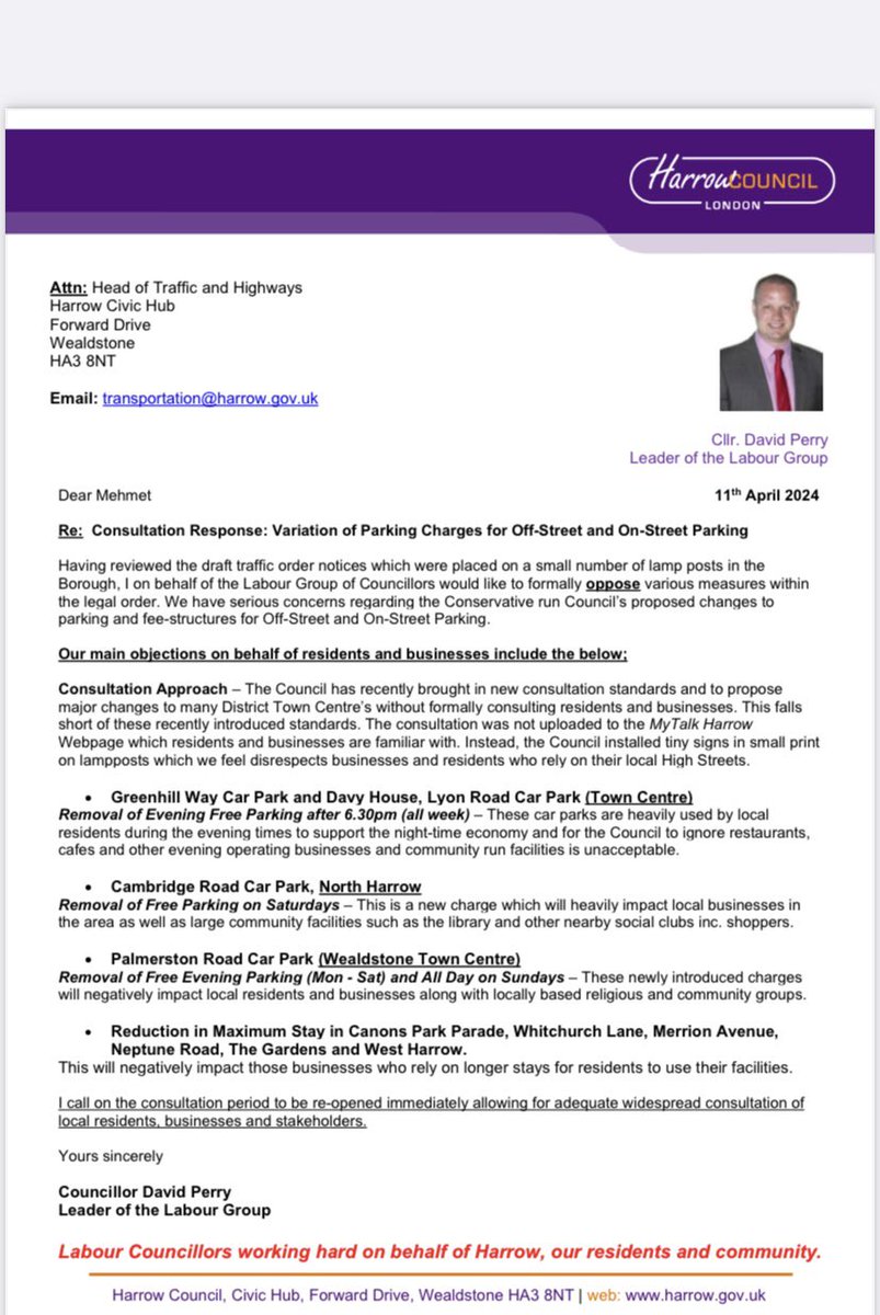 Labour Councillors stand up to the Conservative Council on behalf of local residents & businesses in response to the removal of Free Parking in Harrow and Wealdstone town centres 🌹