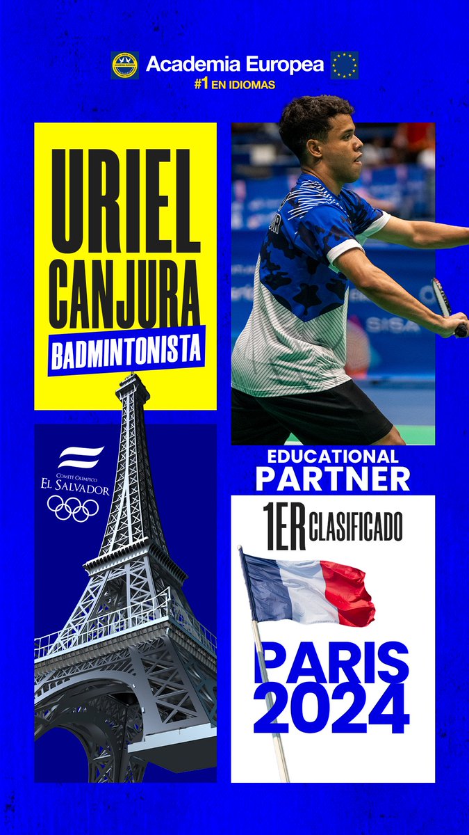 #RoadToParis ✈️🇫🇷 Como Educational Partner del @TeamESA_, felicitamos a Uriel Canjura, badmintonista salvadoreño por ser el primer atleta clasificado para los Juegos Olímpicos París 2024🏸🇫🇷