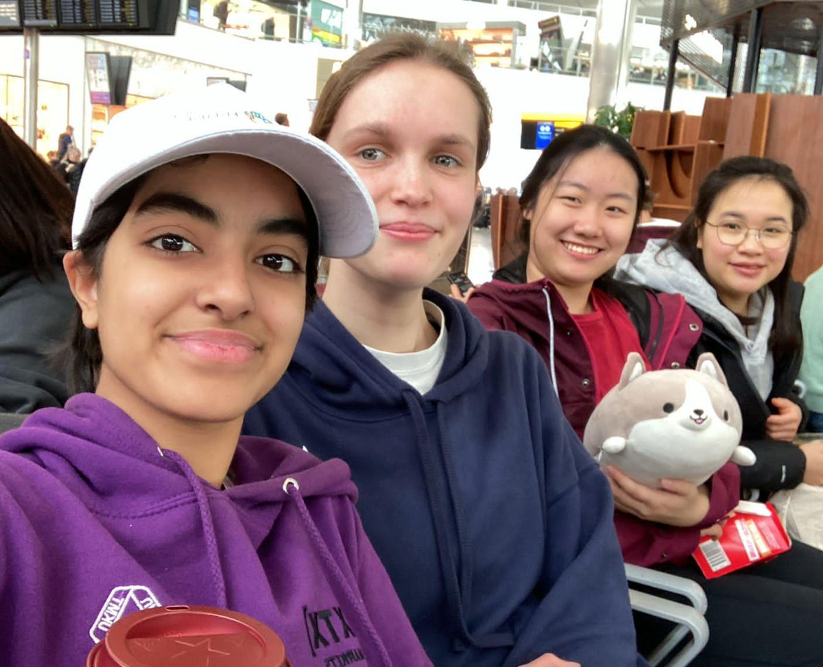 UKMathsTrust's tweet photo. Team UK on their way to The European Girls’ Mathematical Olympiad (EGMO) in Georgia.   

EGMO is the premier European mathematics competition, made exclusively for high school female students who enjoy mathematics beyond the regular school curriculum.   Good luck, girls! 👏 https://t.co/zvKuIkGORE