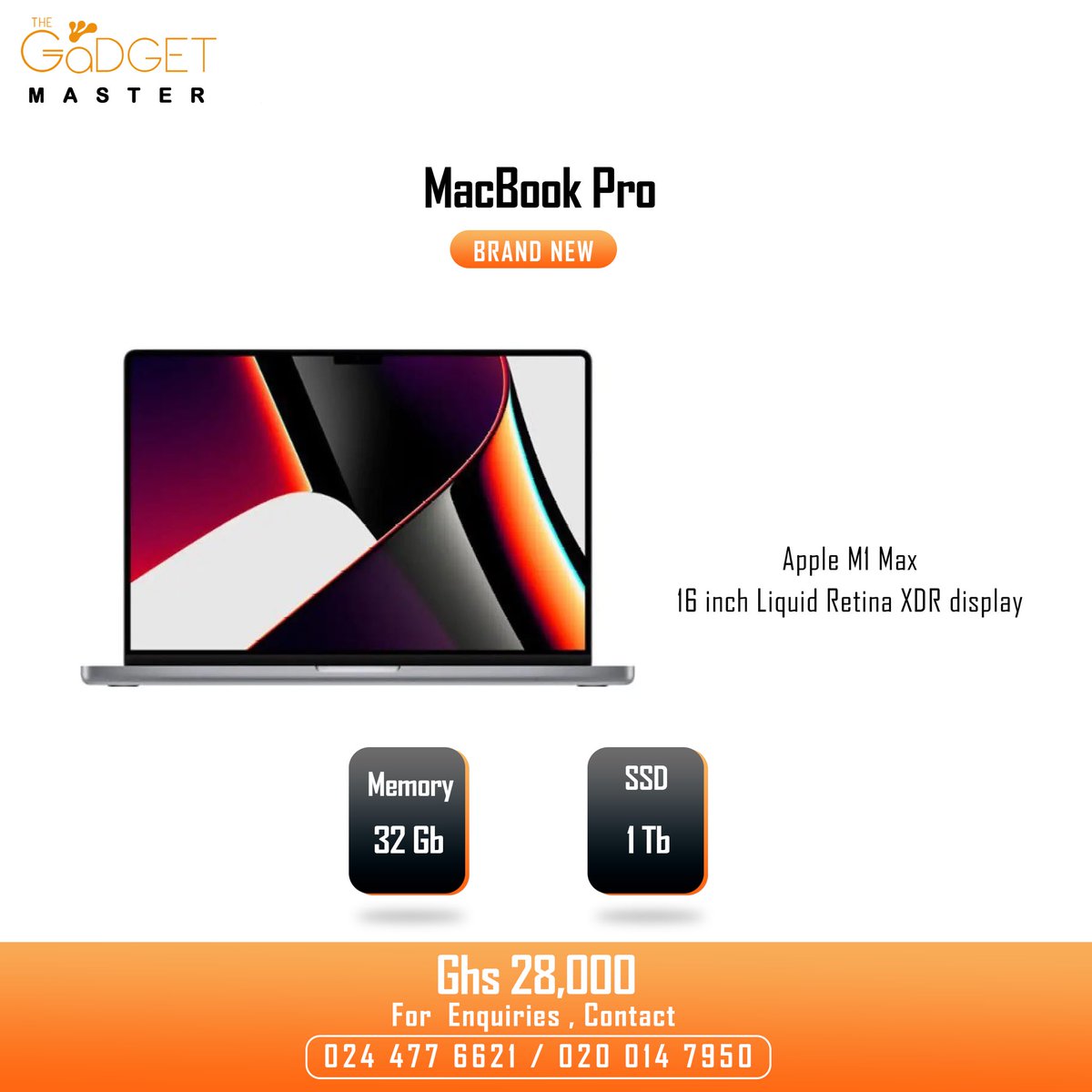 APPLE
MacBook Pro 16” 
Apple M1 Max
16” Liquid Retina XDR display
32GB unified memory
1TB SSD Storage 

Price @ Ghs 28,000.00

0244776621 / 020 014 7950 

#ghana #laptop #macbook #macbookpro #m1max #apple #intel