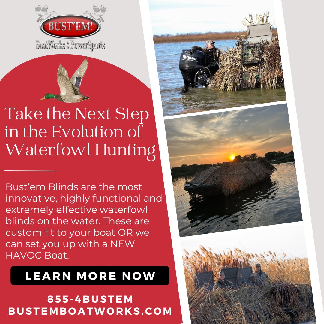 Elevate your hunting game with Bust'em Blinds! Innovative, effective camouflage for the ultimate waterfowl experience. 🦆🚤 Ready to blend in? #WaterfowlHunting #EvolutionOfHunting #OutdoorGear