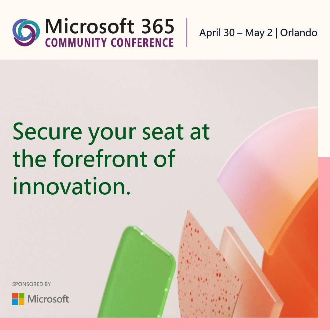 Tickets are selling fast! Do you have yours? Get an exclusive look into the workplace of the future at #M365Con, featuring the people and products shaping the era of AI. Register now to reserve your spot and join all the action. aka.ms/m365conf24reg #MicrosoftCopilot