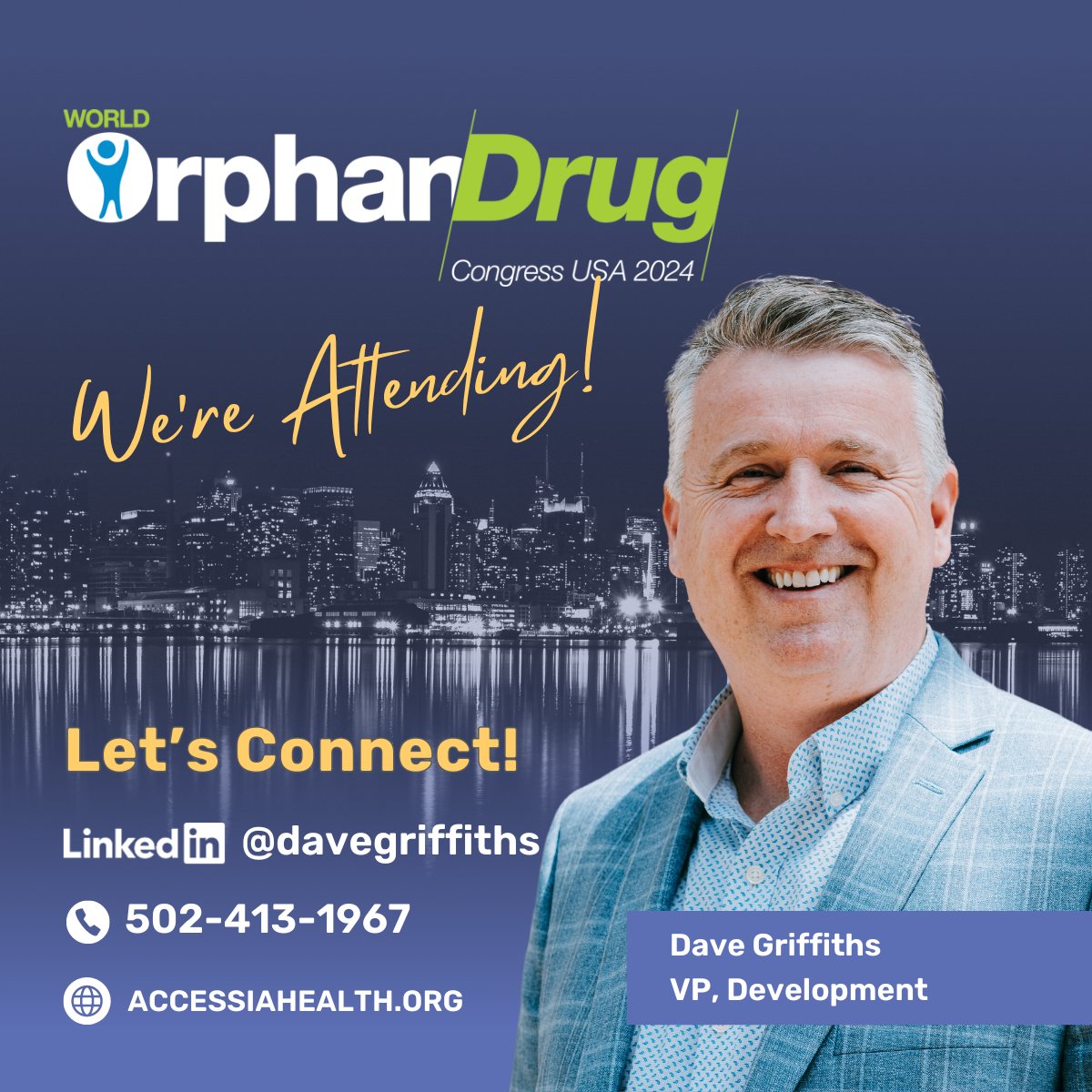 📣 Are you attending @OrphanConf in Boston next week? Connect with our VP of Development, Dave Griffiths! He's looking forward to engaging with industry experts who are shaping the future of orphan drug development.
 
#WorldOrphanUSA #RareDiseases #PatientAdvocacy