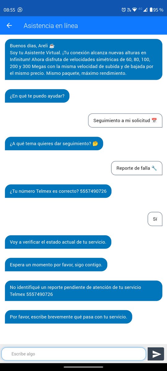 AreliCastillo_1's tweet photo. @TELMEXSoluciona La app me dió reporte de falla, y ahorita la misma app me dice que no tiene ningún reporte, por favor les pido seguimiento a mi solicitud folio 52290106 https://t.co/N3601m9ODc
