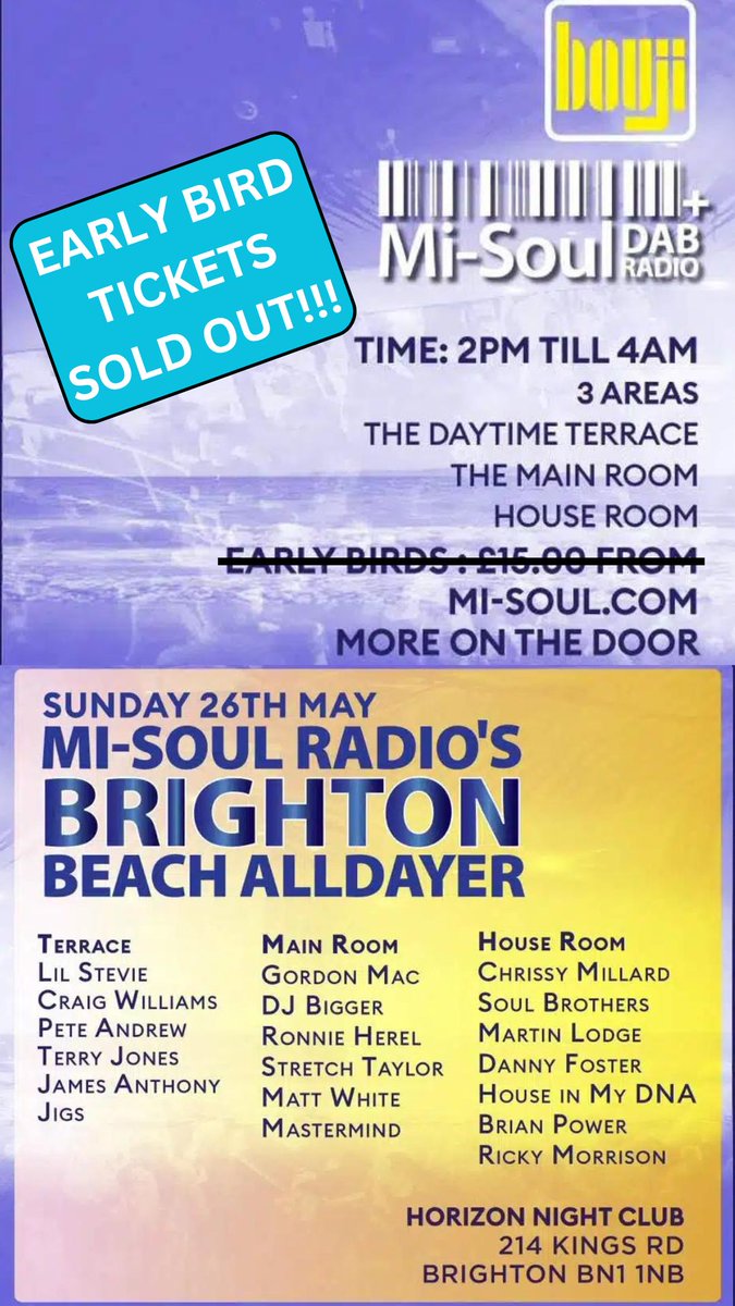 📢 EARLY BIRD TICKETS ARE SOLD OUT!! SECOND WAVE TICKETS: £20 and are selling fast, so get yours at Mi-Soul.com!