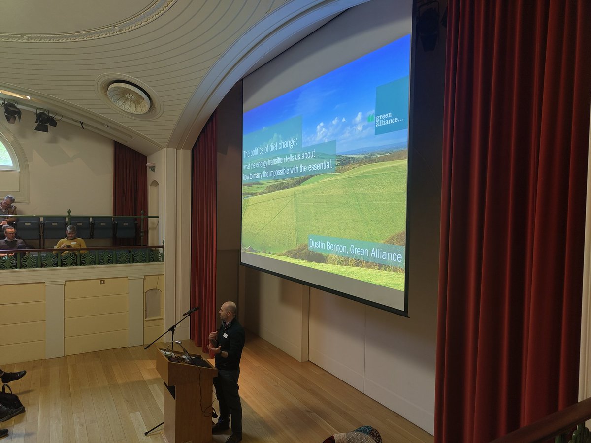 Final keynote this afternoon at #oxleap24 is @dustin_benton from @greenalliance on the politics of diet change