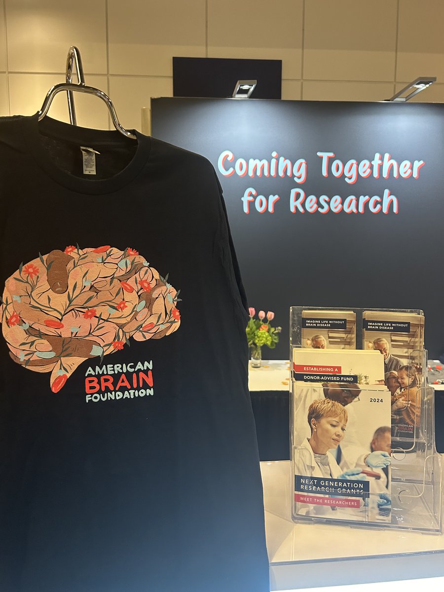 Need a cool souvenir or gift for your family from #AANAM? Visit the @ABFbrain booth today and get a stylish t-shirt or onesie in exchange for a donation to #BrainResearch. It’s a win-win! Also learn about the Foundation’s research grants for early-career investigators!