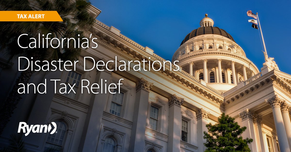 On April 13, 2024, in response to Governor Newsom’s disaster declaration, nine additional counties were declared by President Biden as major disaster areas. Learn more here. tax.ryan.com/news-and-insig…