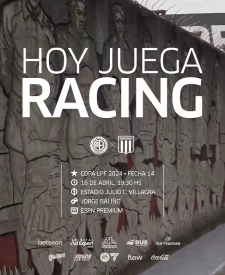#CopaLPF
#Fecha14
#ZonaB
#HoyJuegaRacing

📅Mar 16/4
🏆Copa LPF 2024
🆚@Belgrano
🏟J.C.Villagra
🗣J.Baliño
⏰19:30
📺@ESPNArgentina Premium
📻@racing24ok

📸@RacingClub