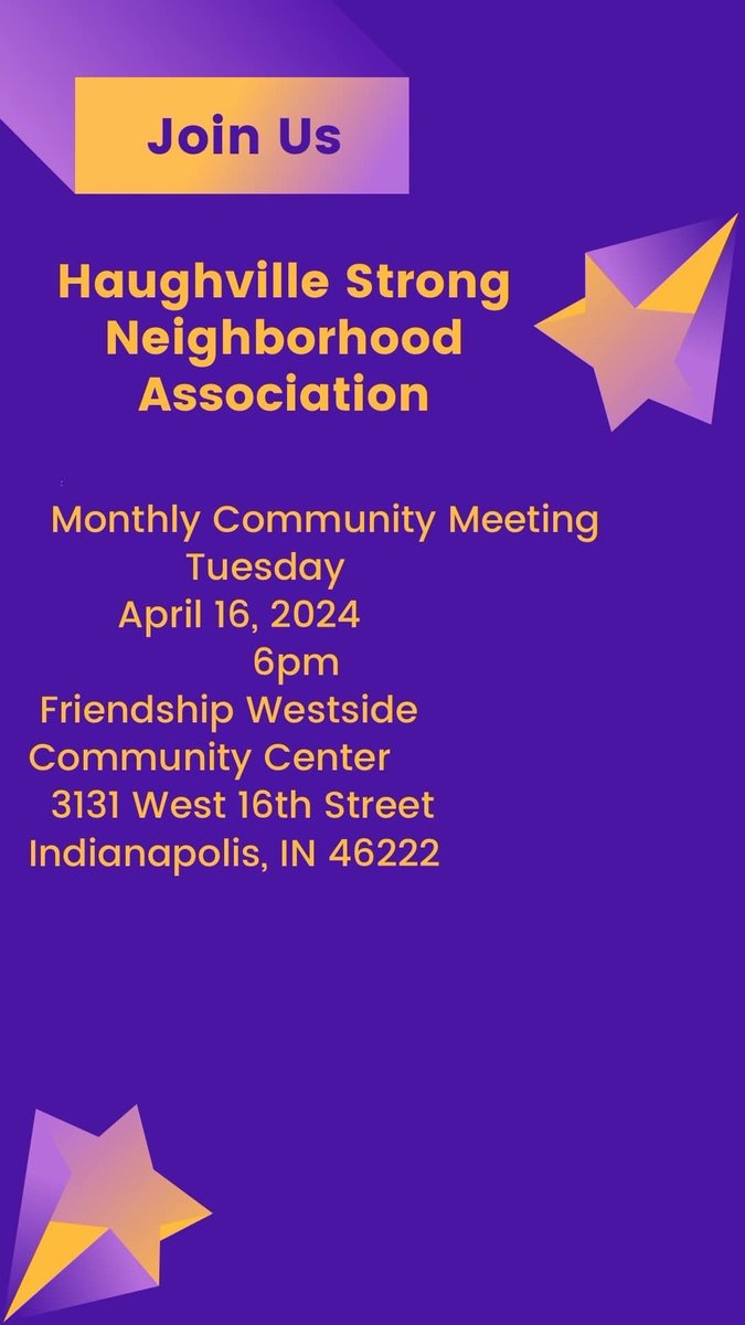 If you live in Haughville, be sure to attend tonight’s neighborhood meeting!