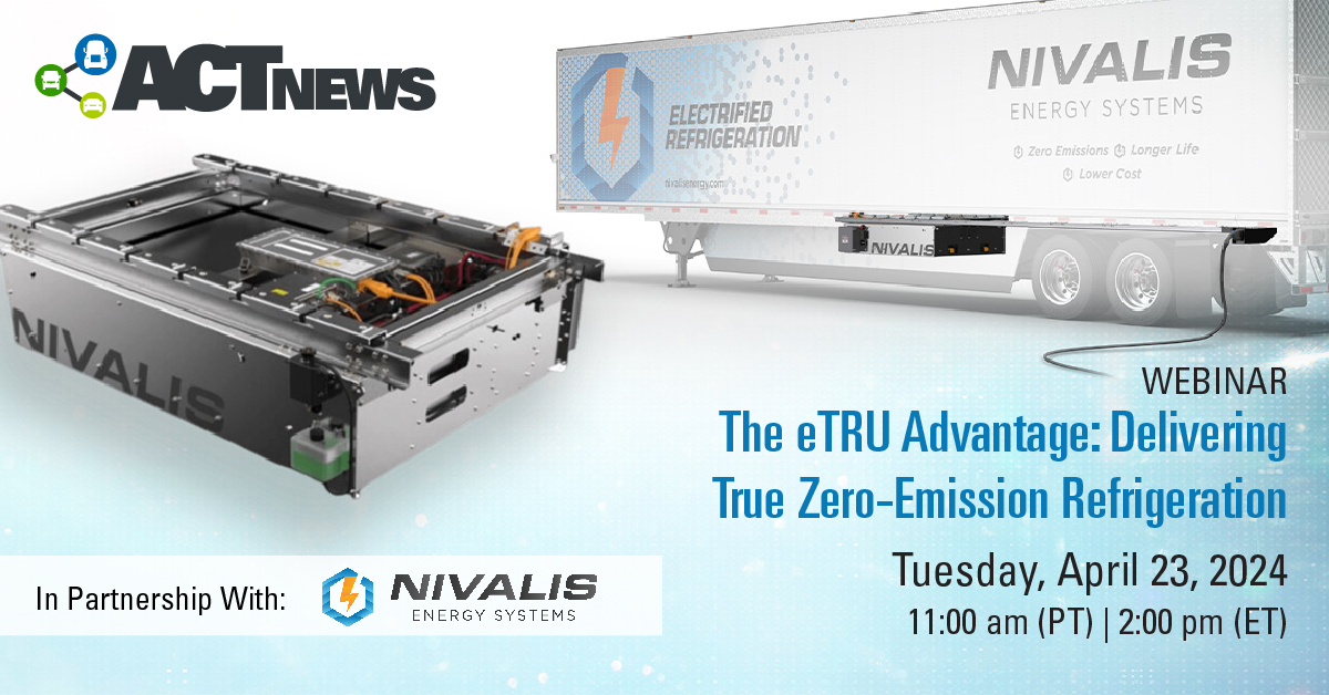 Join Nivalis Energy Systems for a 1-hour webinar next week on 4/23 at 11 am PT to learn about the changing regulatory landscape impacting #TRU operators and the innovative #batteryelectric technologies available to power #zeroemission #eTRUs. Register: ow.ly/GJk350R4GMv