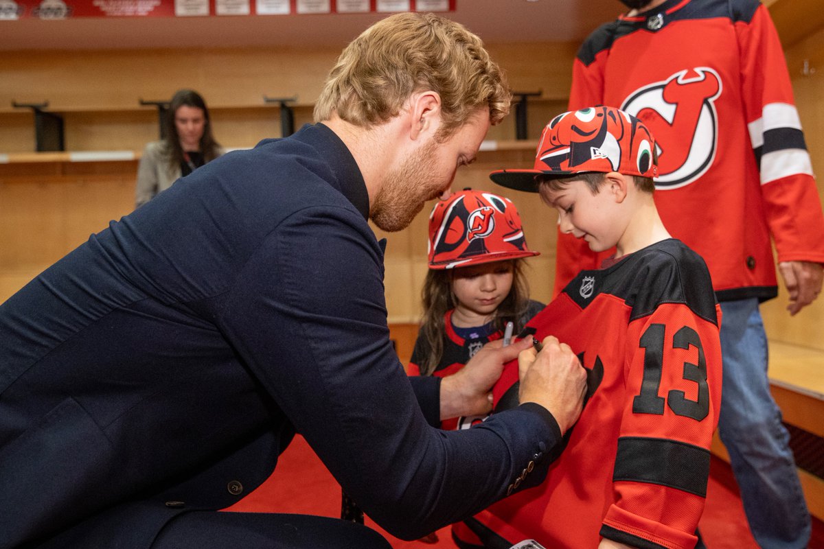 Thank you to Easton and Hadley for being the last Dougie’s Buddies of the season! Dougie can’t wait to make some more buddies next season. #NJDevils | @RWJBarnabas