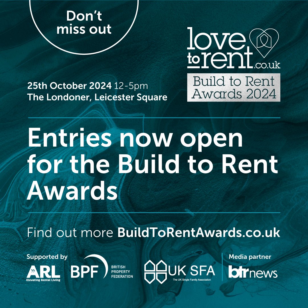 HelloLtr's tweet photo. After the success of the inaugural Build to Rent Awards, #LovetoRent is thrilled to announce entries entries are now open, promising to celebrate innovation &amp; excellence in the rapidly growing #BTR market.

@btrnews247 @UKSFAssoc @BritProp

Find out more https://t.co/tRxneTErCB https://t.co/4aysJFxluf
