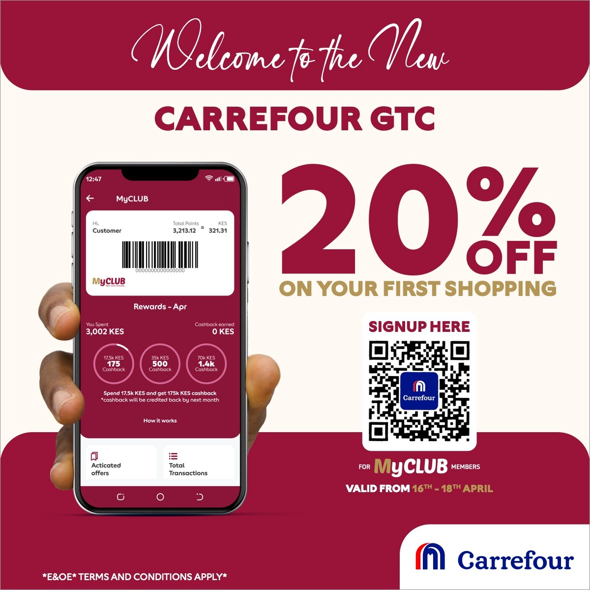 Indulge in the future of retail at Carrefour GTC Branch – where every purchase is an adventure. And with our special 20% MyClub discount, your first shopping trip is even more rewarding. #CarrefourGTC