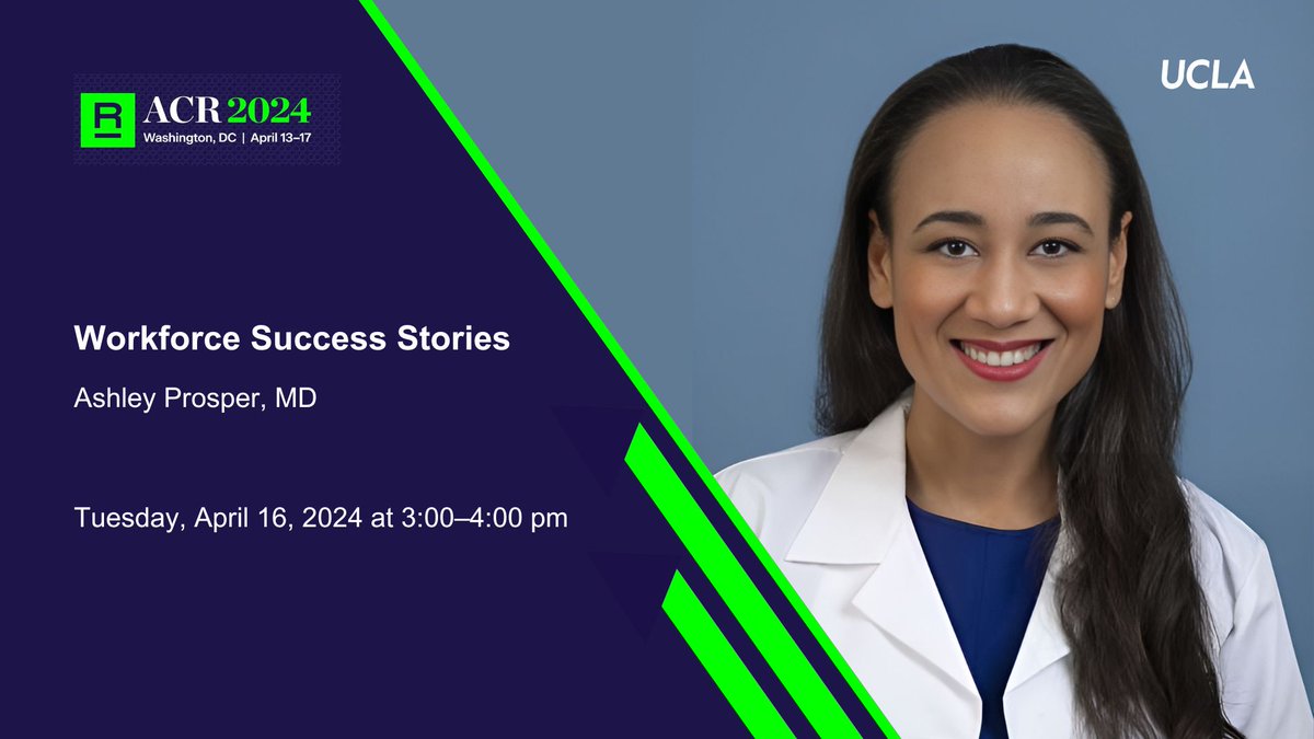 Today at #ACR24, @RadiologyUcla's Dr. Ashley Prosper (@AshleyEProsper) will be moderating a panel discussing Workforce Success Stories & actionable solutions. You won't want to miss it! @RadiologyACR