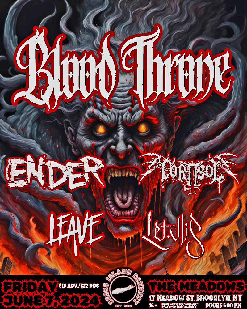 Letallis (@letallis) on Twitter photo Excited to announce weāll be tearing up the stage at The Meadows on Friday, June 7th alongside these killer bands:
<a href="/bloodthrone/">Supreme B.T.</a>
@endernj
@cortisolband
@leaveny
Mark your calendars ya heathens!
.
.
.
#metal #melodicdeathmetal #shows #mosh #2step #brooklyn #horns Excited to announce weāll be tearing up the stage at The Meadows on Friday, June 7th alongside these killer bands:
<a href="/bloodthrone/">Supreme B.T.</a>
@endernj
@cortisolband
@leaveny
Mark your calendars ya heathens!
.
.
.
#metal #melodicdeathmetal #shows #mosh #2step #brooklyn #horns