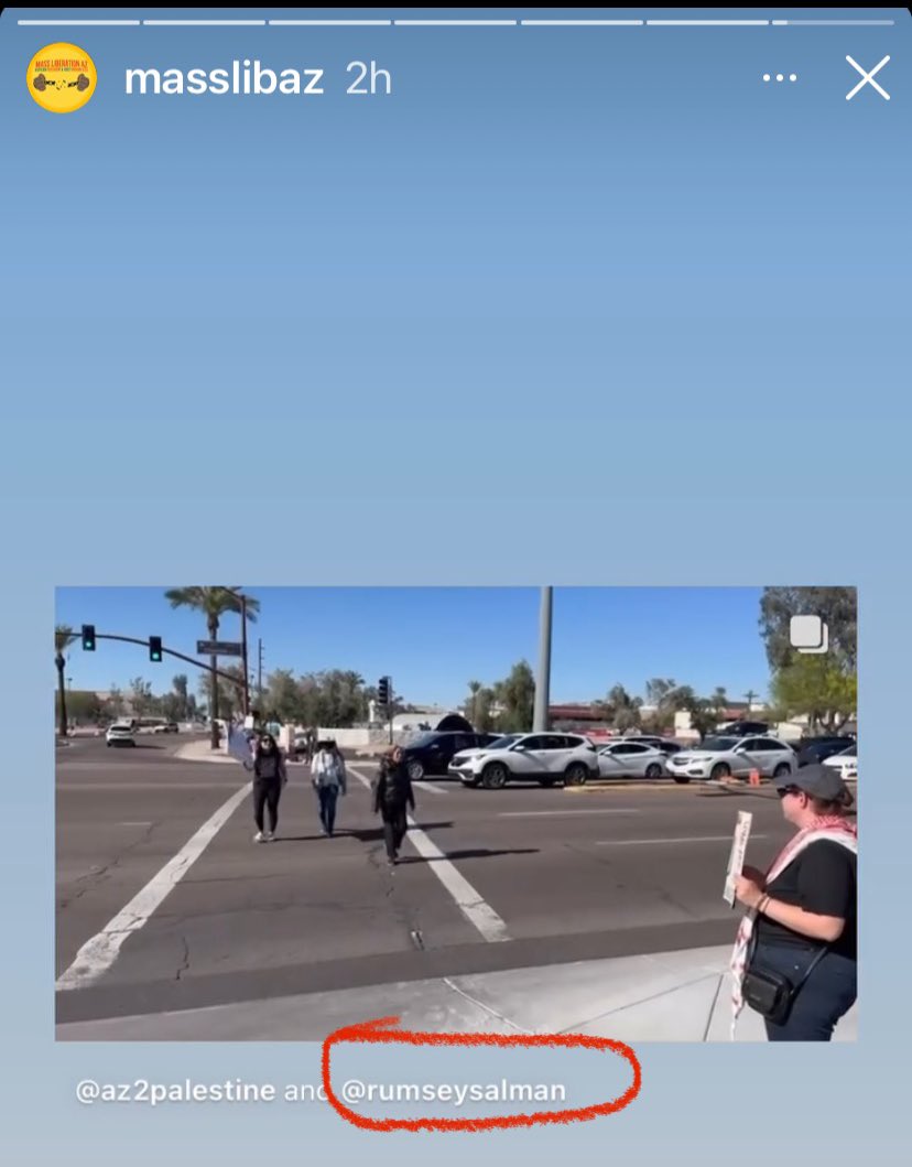 Property damage results from the April 15 “global economic strike” in Chandler, Arizona.

Realize this isn’t just vile pro-Hamas activity, but also the hard-Left in concert:

— Antifa symbol
— Karl Marx sticker

Meet @athenasalman’s brother who helped organize this protest: