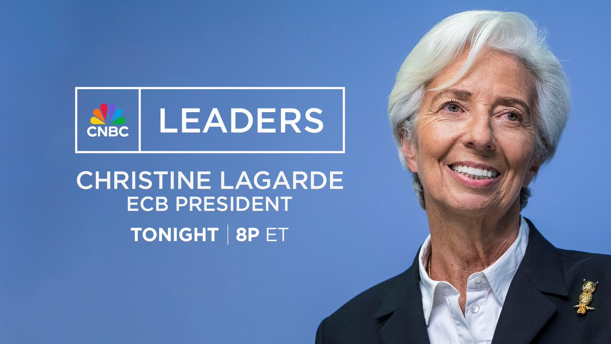 This is an interview you don't want to miss. Tonight, @SaraEisen sits down with @ecb President @Lagarde to discuss her policy path, inflation, the economy and the diverging paths of the ECB & the Fed. Watch CNBC Leaders tonight: 8pm ET/5pm PT