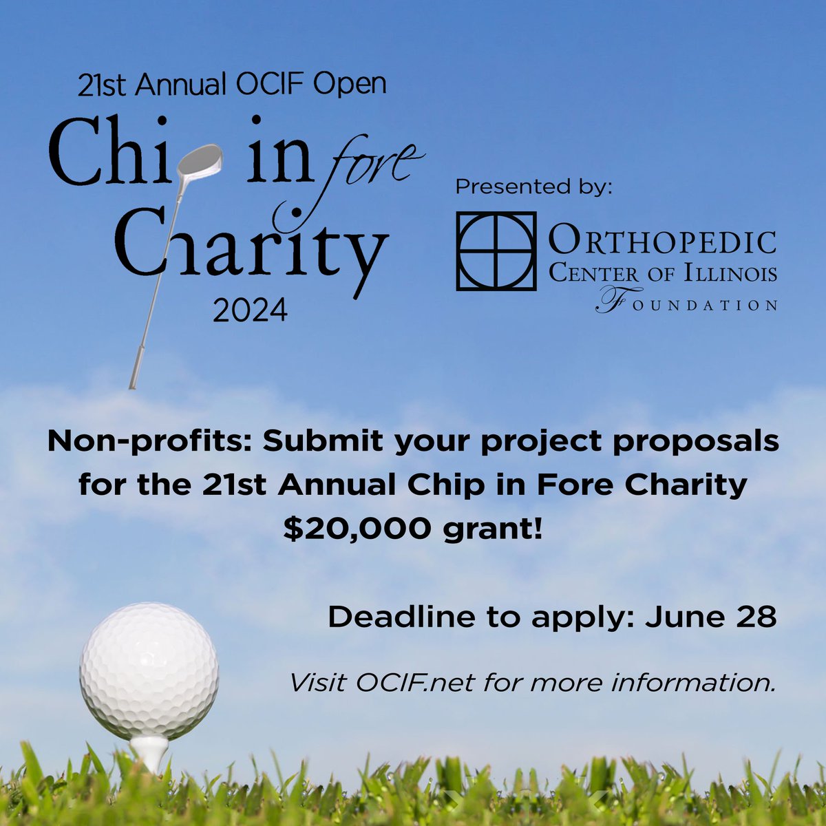 The $20,000 OCIF Chip in Fore Charity Grant Application is now live! Visit ocif.net to apply today.