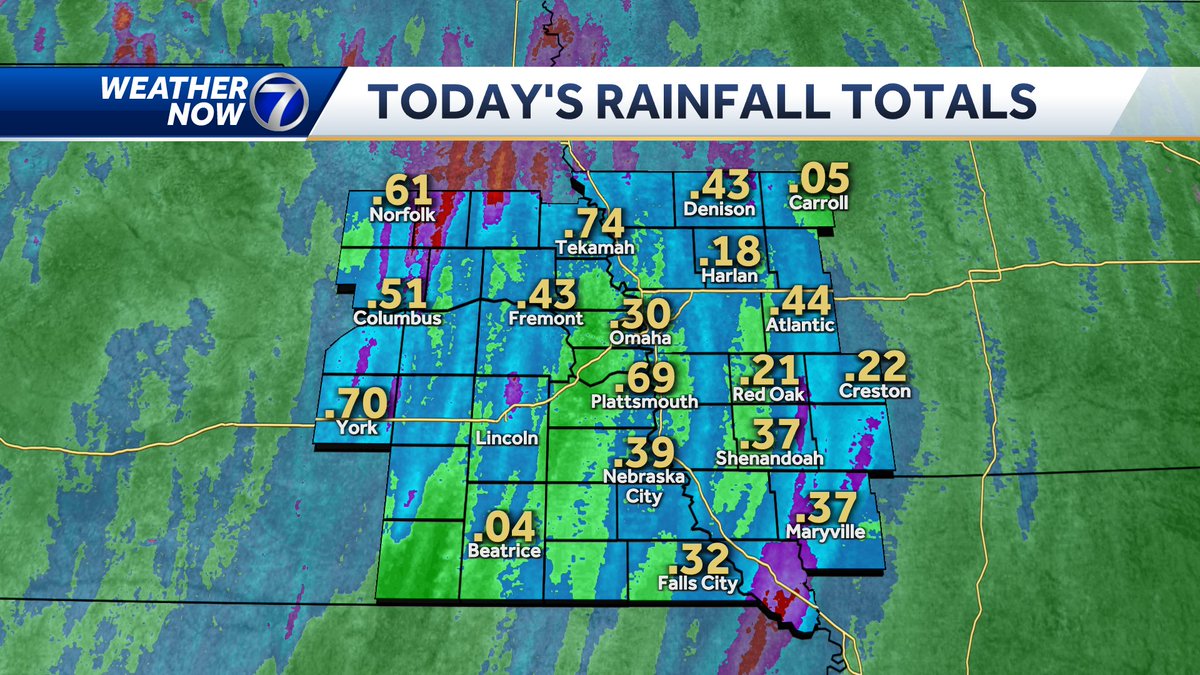 Good soaking rain for most so far this morning. Areal Flood Advisory continues for parts of Platte, Madison, Stanton, and Colfax Co. with localized totals likely between 1'-3'.