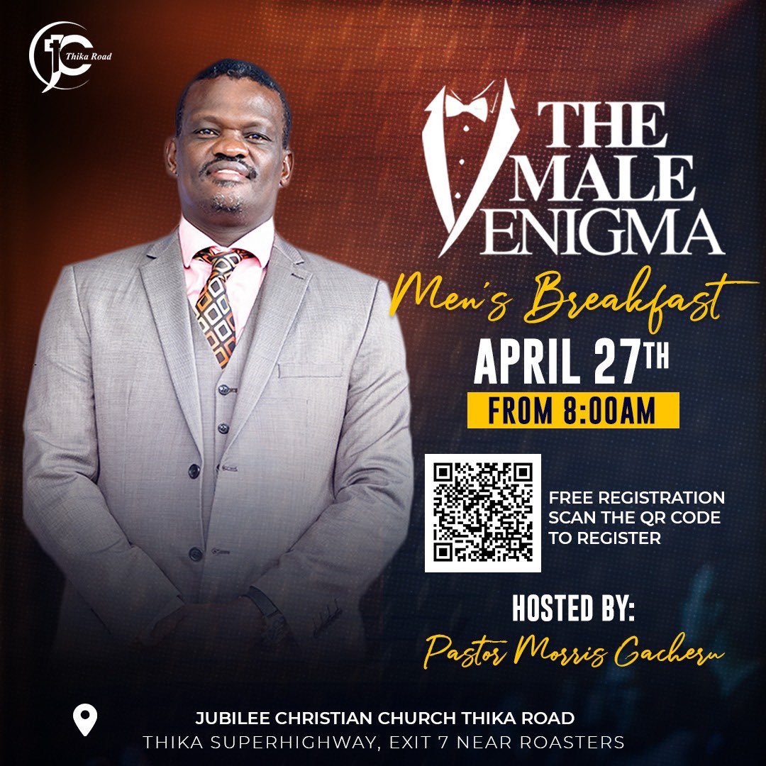The April edition of Male Enigma will be happening on the 27th April. Entry is free but registration is required, please scan the QR code on the flier to register. 
#MaleEnigma
#MensBreakfast