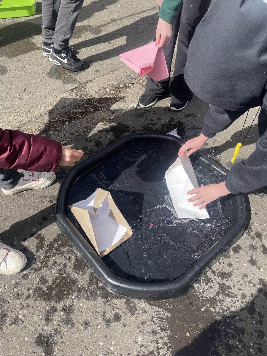 P5 have been enjoying STEM in the sunshine! Today we were investigating density and buoyancy. We designed and constructed our very own buoyant boats and of course, had to test them out! #stemstnics #believingandachievingstnics ⛵️