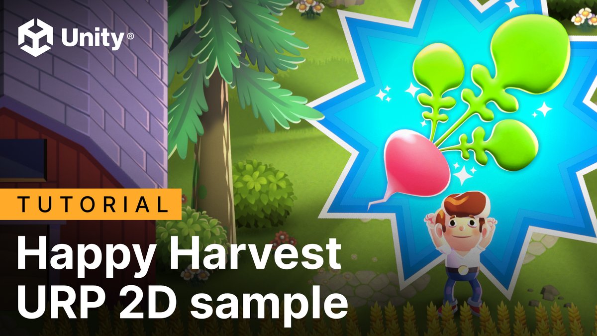 unitygames's tweet image. Learn how to customize the #URP 2D Happy Harvest sample project in this 50-minute tutorial: from creating your own 2D sprites in #Blender to using UI Toolkit to add new UI in the game.

Here’s what we cover in this tutorial 👇