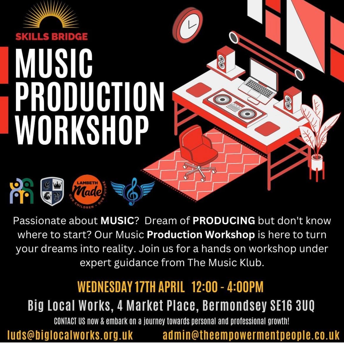 Music Production Workshop for young people 16+ tomorrow! #workshops