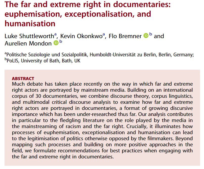 ERSjournal's tweet photo. #ERDTrending #TrendingArticle

One of our trending articles is @LD_shuttleworth, Okonkwo, Bremner &amp; 
@aurelmondon's analysis of 30 documentaries to provide recommendations for best practices for filmmakers.

You can read their article here: https://t.co/xxBJ6EWE4p https://t.co/eKpuwvSqnp