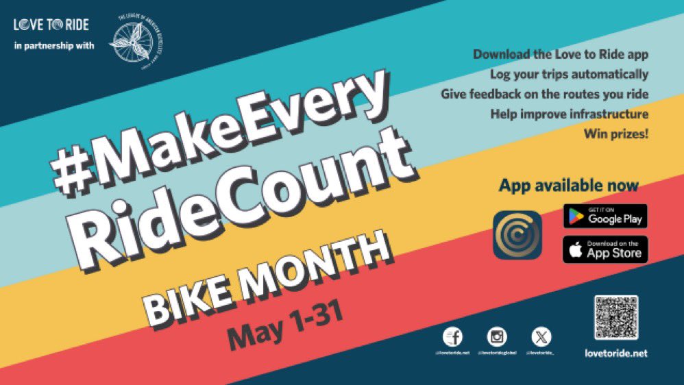 This May, join @BikeLeague and @LovetoRide_ for National Bike Month and help to conduct the first ever nationwide Bike Count! #MakeEveryRideCount bikeleague-org.zoom.us/webinar/regist…