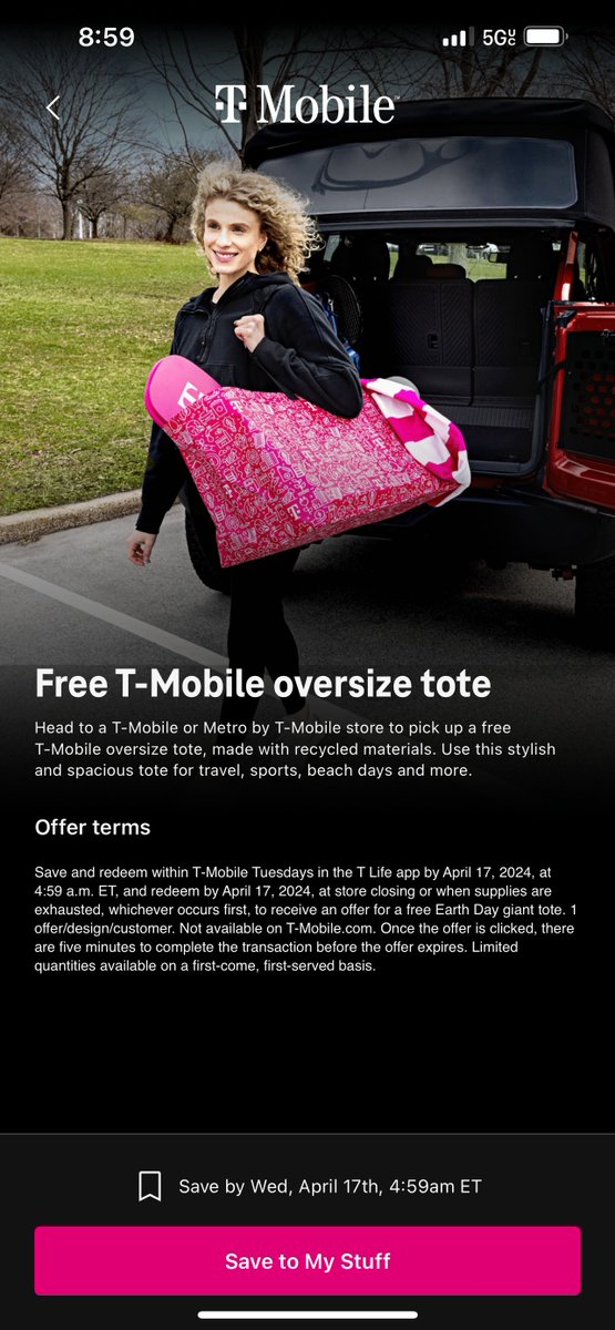 It's T-Mobile Tuesday!  Head over to the T Life app for information of how to score this free T-Mobile oversize tote!  It's perfect for travel, sports, beach days and more! #TMobileTuesdays