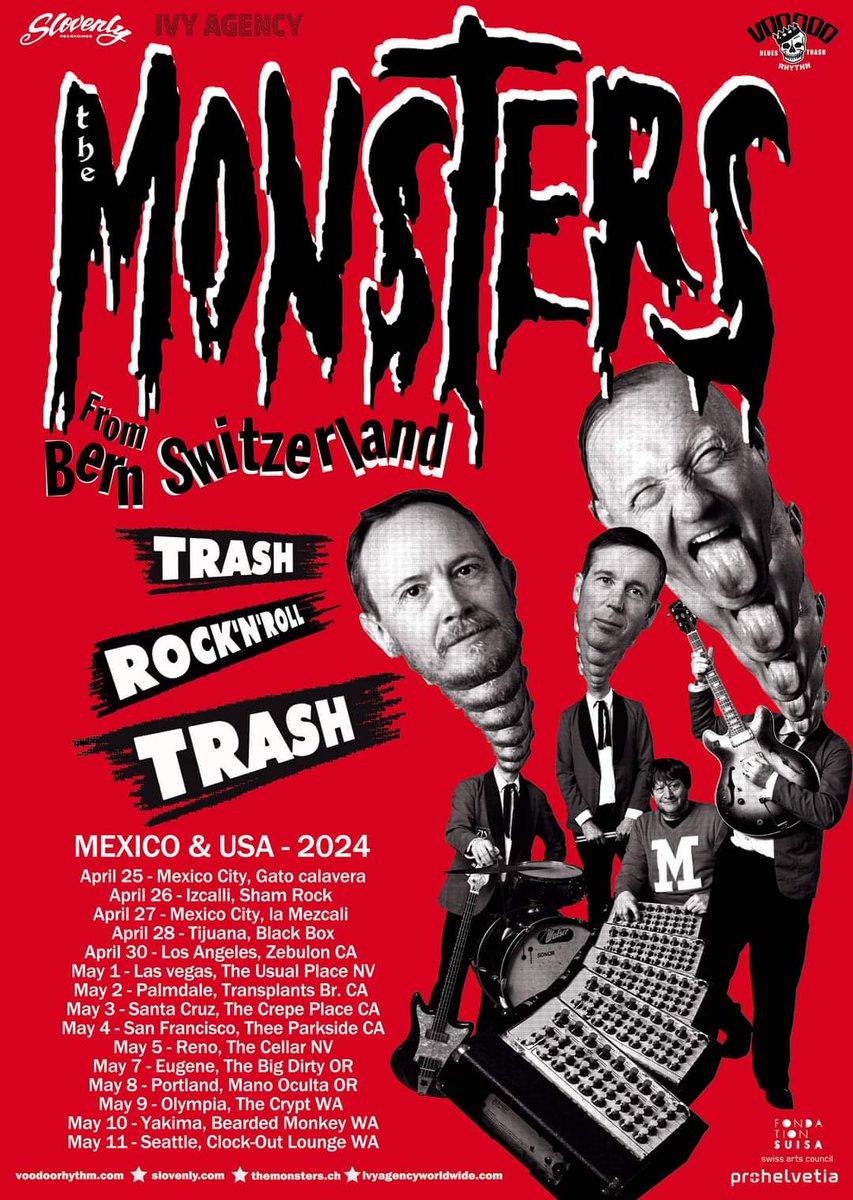 THE MONSTERS – Mexico and the USA – 2024 THE PURE 1 RIFF GARAGE TRASH MASSACRE CONTINUES!! DIRECT FROM BERN SWITZERLAND WILD SUPER RAW PUNK PRIMITIVE ROCK’N’ROLL! #theswissmonsters #bandsontour2024 #voodoorhythmrecords #méxico