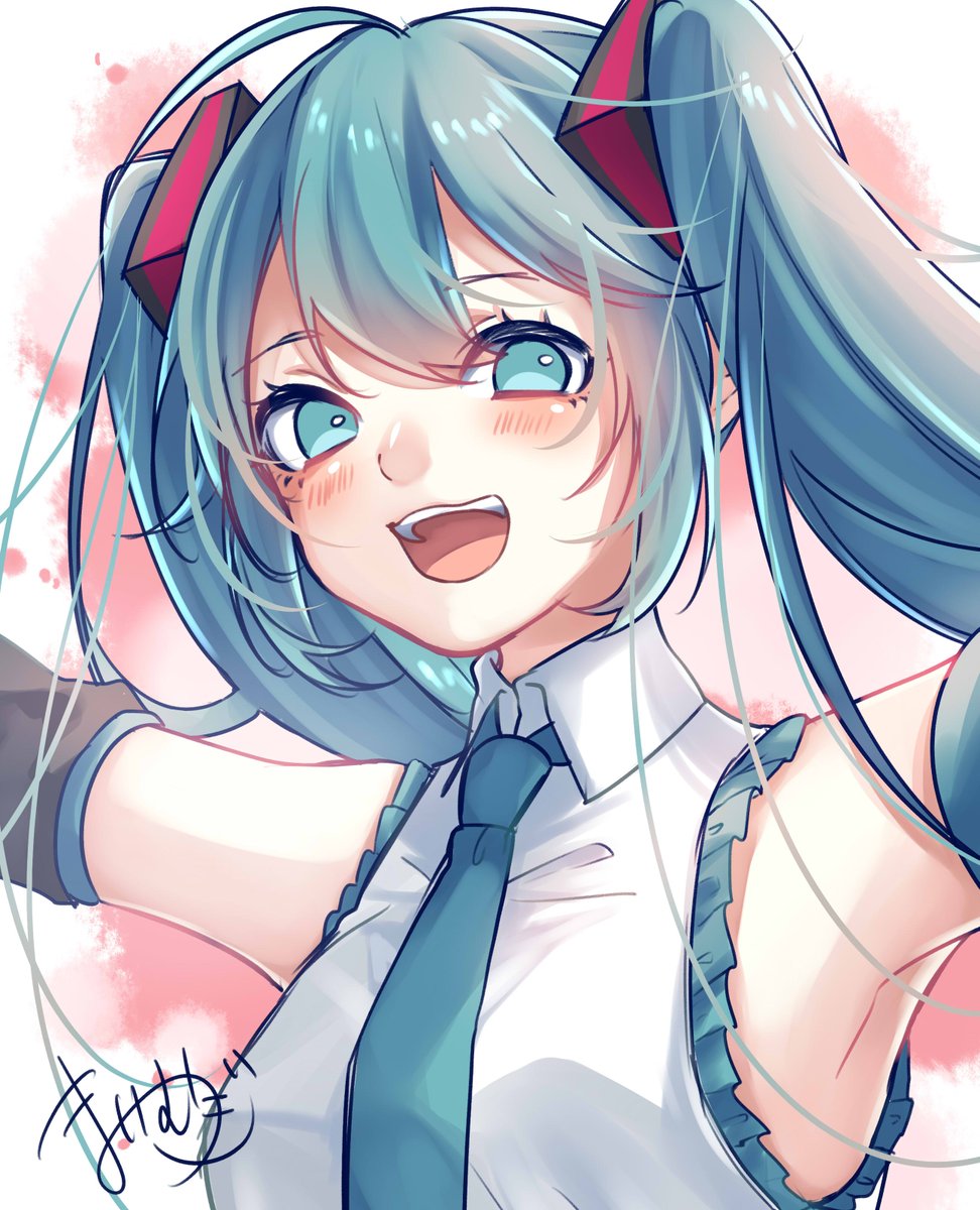 初音ミク「マスターのことが大好きなミクちゃん#初音ミク #VOCALOID 」|まいむぎのイラスト