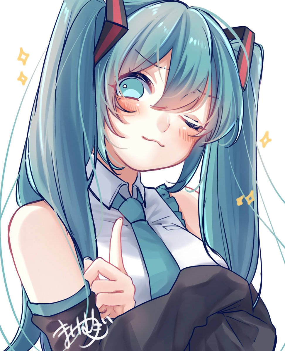 初音ミク「マスターのことが大好きなミクちゃん#初音ミク #VOCALOID 」|まいむぎのイラスト