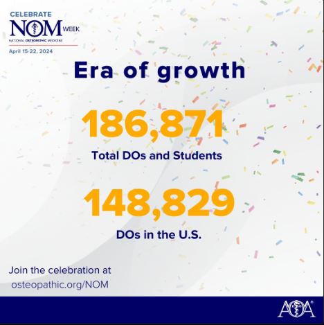 Did you know there are over 186,000 practicing osteopathic physicians and medical students? That figure is rising each day and #TCOM is thrilled to celebrate National Osteopathic Medicine Week. The osteopathic legacy of A.T. Still is as vibrant as it’s ever been. #NOMWeek