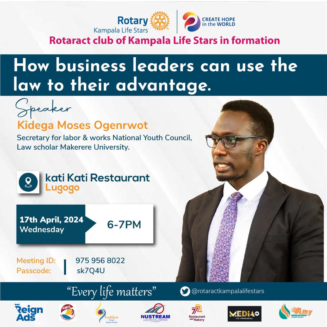 Join us Tommorow as our guest speaker, Mr. kidega Moses, shares strategic legal insights for business leaders to thrive